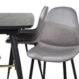 Zlatý rozkládací stůl - 180/220*85*H76 Černá dýha - Černé nohy - Mosazné detaily+Jídelní židle Polar - Černé nohy / Světle šedý samet (ersätter 19902-885)_6