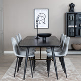 Zlatý rozkládací stůl - 180/220*85*H76 Černá dýha - Černé nohy - Mosazné detaily+Jídelní židle Polar Diamond - Černé nohy - Šedá Velvet_6