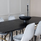 Zlatý rozkládací stůl - 180/220*85*H76 Černá dýha - Černé nohy - Mosazné detaily+Jídelní židle Polar Diamond - Černé nohy - Šedá Velvet_6