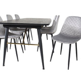 Zlatý rozkládací stůl - 180/220*85*H76 Černá dýha - Černé nohy - Mosazné detaily+Jídelní židle Polar Diamond - Černé nohy - Šedá Velvet_6