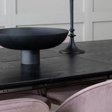 Zlatý rozkládací stůl - 180/220*85*H76 Černá dýha - Černé nohy - Mosazné detaily+Sametová jídelní židle Manšestr - Růžová / Černá_6