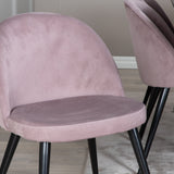 Zlatý rozkládací stůl - 180/220*85*H76 Černá dýha - Černé nohy - Mosazné detaily+Sametová jídelní židle Manšestr - Růžová / Černá_6