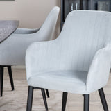 Zlatý prodlužovací stůl - 180/220*85*H76 Černá dýha - Černé nohy - Mosazné detaily +Jídelní židle Komfort - Černé nohy / Světle šedá Manšestr _4