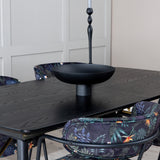 Zlatý rozkládací stůl - 180/220*85*H76 Černá dýha - Černé nohy - Mosazné detaily+Šípové křeslo - Černé nohy - Černý květ s potiskem Fabric_4