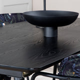 Zlatý rozkládací stůl - 180/220*85*H76 Černá dýha - Černé nohy - Mosazné detaily+Šípové křeslo - Černé nohy - Černý květ s potiskem Fabric_4