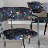 Zlatý rozkládací stůl - 180/220*85*H76 Černá dýha - Černé nohy - Mosazné detaily+Šípové křeslo - Černé nohy - Černý květ s potiskem Fabric_4