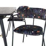 Zlatý rozkládací stůl - 180/220*85*H76 Černá dýha - Černé nohy - Mosazné detaily+Šípové křeslo - Černé nohy - Černý květ s potiskem Fabric_4