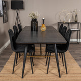 Zlatý rozkládací stůl - 180/220*85*H76 Černá dýha - Černé nohy - Mosazné detaily+Jídelní židle Polar Diamond - Černé nohy - Black Velvet_6