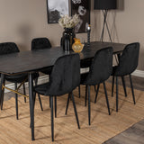 Zlatý rozkládací stůl - 180/220*85*H76 Černá dýha - Černé nohy - Mosazné detaily+Jídelní židle Polar Diamond - Černé nohy - Black Velvet_6