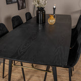 Zlatý rozkládací stůl - 180/220*85*H76 Černá dýha - Černé nohy - Mosazné detaily+Jídelní židle Polar Diamond - Černé nohy - Black Velvet_6