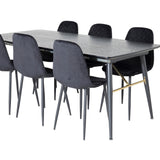 Zlatý rozkládací stůl - 180/220*85*H76 Černá dýha - Černé nohy - Mosazné detaily+Jídelní židle Polar Diamond - Černé nohy - Black Velvet_6