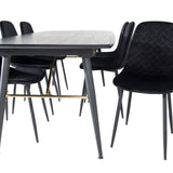 Zlatý rozkládací stůl - 180/220*85*H76 Černá dýha - Černé nohy - Mosazné detaily+Jídelní židle Polar Diamond - Černé nohy - Black Velvet_6