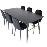 Zlatý rozkládací stůl - 180/220*85*H76 Černá dýha - Černé nohy - Mosazné detaily+Jídelní židle Polar Diamond - Černé nohy - Black Velvet_6