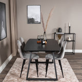 Inca Extentiontable - Černá deska / černá Nohy+Polar Jídelní Židle - Černé nohy / Světle šedá Velvet (ersätter 19902-885)_4