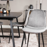 Inca Extentiontable - Černá deska / černá Nohy+Polar Jídelní Židle - Černé nohy / Světle šedá Velvet (ersätter 19902-885)_4