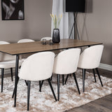 Jídelní stůl Silar - 180 cm - "Wood Look" melamin / černé nohy + sametová jídelní židle manšestr - béžová / černá_6