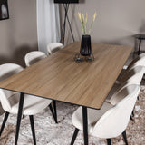 Jídelní stůl Silar - 180 cm - "Wood Look" melamin / černé nohy + sametová jídelní židle manšestr - béžová / černá_6