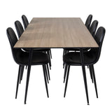 Jídelní stůl Silar - 180 cm - "Wood Look" melamin / černé nohy+jídelní židle Polar - černá / černá_6