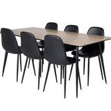 Jídelní stůl Silar - 180 cm - "Wood Look" melamin / černé nohy+jídelní židle Polar - černá / černá_6