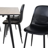 Jídelní stůl Silar - 180 cm - "Wood Look" melamin / černé nohy+jídelní židle Polar - černá / černá_6