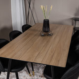 Jídelní stůl Silar - 180 cm - "Wood Look" melamin / černé nohy + sametová jídelní židle š. Stiches - PU - Black / Black_6