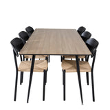 Jídelní stůl Silar - 180 cm - "Wood Look" melamin / černé nohy + jídelní židle Polly - černá / přírodní _6