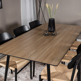Jídelní stůl Silar - 180 cm - "Wood Look" melamin / černé nohy + jídelní židle Polly - černá / přírodní _6