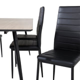 Jídelní stůl Silar - 180 cm - "Wood Look" melamin / černé nohy + jídelní židle Slim s vysokým opěradlem - černé nohy - černá PU_6