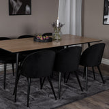 Jídelní stůl Silar - 180 cm - "Wood Look" melamin / černé nohy + sametová jídelní židle - černá / černá_6