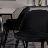 Jídelní stůl Silar - 180 cm - "Wood Look" melamin / černé nohy + sametová jídelní židle - černá / černá_6