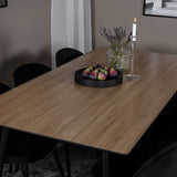 Jídelní stůl Silar - 180 cm - "Wood Look" melamin / černé nohy + sametová jídelní židle - černá / černá_6