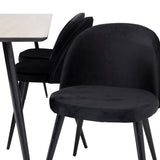 Jídelní stůl Silar - 180 cm - "Wood Look" melamin / černé nohy + sametová jídelní židle - černá / černá_6