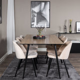 Jídelní stůl Silar - 180 cm - "Wood Look" melamin / černé nohy + sametová jídelní židle - béžová / černá_6