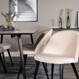 Jídelní stůl Silar - 180 cm - "Wood Look" melamin / černé nohy + sametová jídelní židle - béžová / černá_6