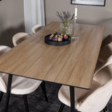 Jídelní stůl Silar - 180 cm - "Wood Look" melamin / černé nohy + sametová jídelní židle - béžová / černá_6