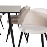 Jídelní stůl Silar - 180 cm - "Wood Look" melamin / černé nohy + sametová jídelní židle - béžová / černá_6