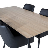 Jídelní stůl Silar - 180 cm - "Wood Look" Melamin / Černé nohy +Comfort - Jídelní židle - Dub/Černá _4