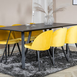 Jídelní stůl Marina - černá deska / černé nohy + sametová jídelní židle - žlutá / černá_6