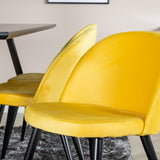 Jídelní stůl Marina - černá deska / černé nohy + sametová jídelní židle - žlutá / černá_6