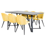 Jídelní stůl Marina - černá deska / černé nohy + sametová jídelní židle - žlutá / černá_6