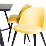 Jídelní stůl Marina - černá deska / černé nohy + sametová jídelní židle - žlutá / černá_6