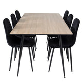 Jídelní stůl Silar - 180 cm - "Wood Look" melamin / černé nohy+jídelní židle Polar Diamond - černé nohy - Black Velvet_6