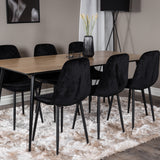 Jídelní stůl Silar - 180 cm - "Wood Look" melamin / černé nohy+jídelní židle Polar Diamond - černé nohy - Black Velvet_6