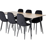 Jídelní stůl Silar - 180 cm - "Wood Look" melamin / černé nohy+jídelní židle Polar Diamond - černé nohy - Black Velvet_6