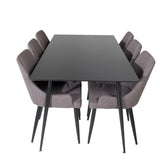 Jídelní stůl Silar - 180 cm - Černý melamin / Černé nohy +Plaza - Jídelní židle - Černá/Tmavě šedá _6