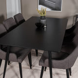 Jídelní stůl Silar - 180 cm - Černý melamin / Černé nohy +Plaza - Jídelní židle - Černá/Tmavě šedá _6