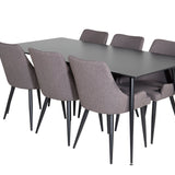 Jídelní stůl Silar - 180 cm - Černý melamin / Černé nohy +Plaza - Jídelní židle - Černá/Tmavě šedá _6