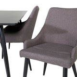 Jídelní stůl Silar - 180 cm - Černý melamin / Černé nohy +Plaza - Jídelní židle - Černá/Tmavě šedá _6