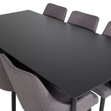 Jídelní stůl Silar - 180 cm - Černý melamin / Černé nohy +Plaza - Jídelní židle - Černá/Tmavě šedá _6