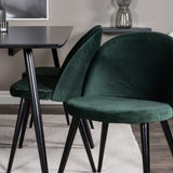 Jídelní stůl Silar - 180 cm - černý melamin / černé nohy + sametová jídelní židle - zelená / černá_6